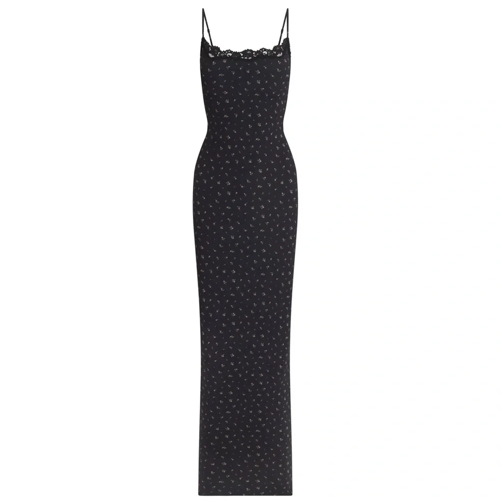 NWT skims fits everybody lace long slip dress onyx rosebud. Size XL - Picture 3 of 7